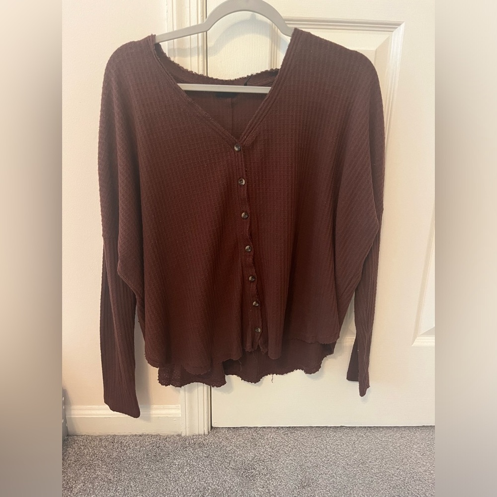 Urban Outfitters- “Out From Under” waffle knit, flowy, top in burgundy